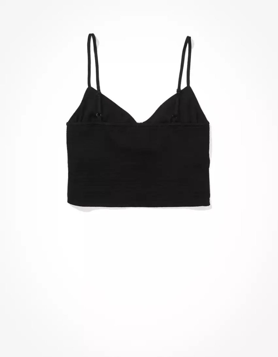 Chemises American Eagle AE Silky Cut-Out Cami Noir Femme | IAE-42360332